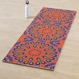 Tapete De Yoga Mandala Retro Laranja Floral Psicedélica Yoga Mat