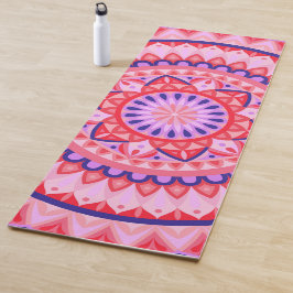 Tapete De Yoga Mandala Rosa Boho Vibrante Meditação Fitness