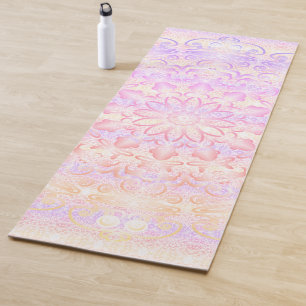Tapete De Yoga Mandala rosa pálido e laranja