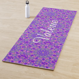 Tapete De Yoga Mandala roxa personalizada do rosa e da turquesa