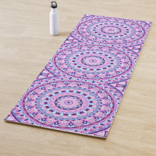 Tapete De Yoga Mandala Roxo Boho Meditação Fitness Vibrante