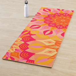 Tapete De Yoga Mandala Sobreposto Laranja Rosa Amarelo