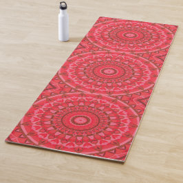 Tapete De Yoga Mandala Vermelha Padrão Completo Boho Quente Medit