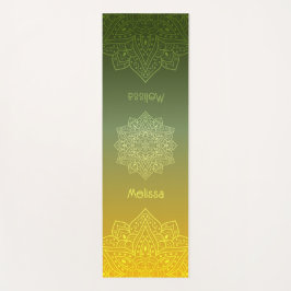Tapete De Yoga Mandalas Com Gradiente De Verde Para Amarelo Com N