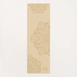 Tapete De Yoga Mandalas Modernas Decorativas Bege Com Iniciais