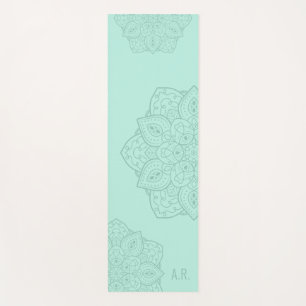 Tapete De Yoga Mandalas Modernas Decorativas com Tons de Verde Me