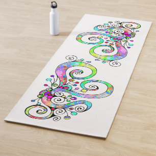 Tapete De Yoga Mão Cardíaca Espiral Pintada Design 1
