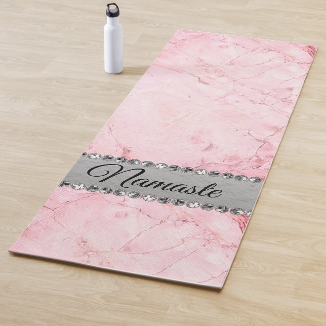 Tapete De Yoga Marble Diamond Bling Elegante Cor-de-Rosa Personal (In Situ)