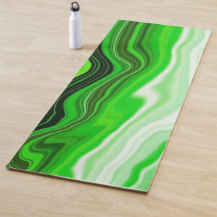 Tapete De Yoga Mármore Verde e Preto como Arte Fluida Strike