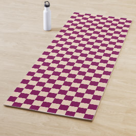 Tapete De Yoga Maroon and beige checkerboard pattern