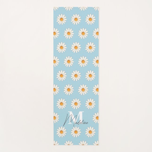 Tapete De Yoga Mat de Yoga Floral Personalizado Daisy - Nome Pers (Frente)