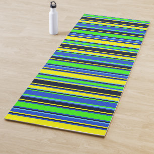 Tapete De Yoga Matriz de Yoga com risca azul, Limão e amarela