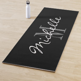 Tapete De Yoga Matriz preto de ioga monograma personalizado para 