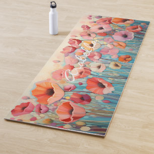Tapete De Yoga Meditação de Campo das Flores de Cópias Aquáticas