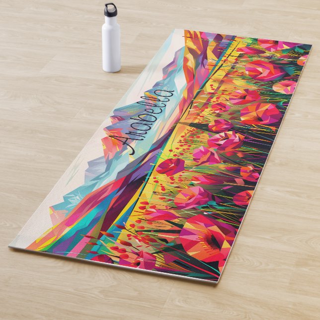 Tapete De Yoga Meditação de Desenho por Aquarela abstrato Vermelh (In Situ)