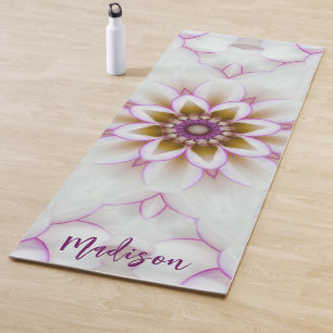 Tapete De Yoga Meditação de Nome Branco Puro e Flor Moderno de Ma