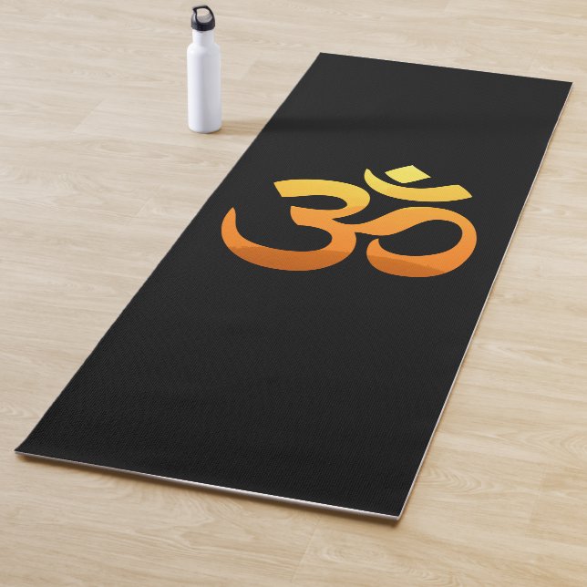 Tapete De Yoga Meditação Dourada de Om Negro Mantra Yoga Mat (In Situ)