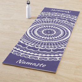 Tapete De Yoga Mehndi Henna Mandala, roxo branco e muçado