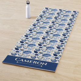 Tapete De Yoga Midnight Delft Garden Vintage Blue