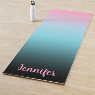 Tapete De Yoga Minimalista Moderno Gradiente Rosa Céu Azul e Pret