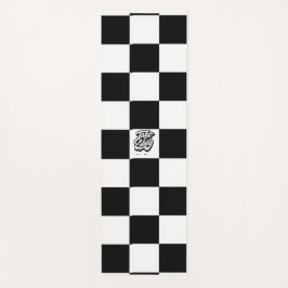 Tapete De Yoga Minimalista Xadrez Retro – Streetwear Monocromátic