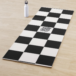 Tapete De Yoga Minimalista Xadrez Retro – Streetwear Monocromátic