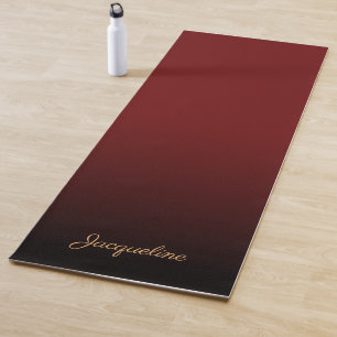 Tapete De Yoga Mínimo Simples VERMELHO ESCURO a PRETO Gradiente 