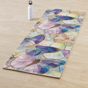 Tapete De Yoga Mint Aqua Blue Purple Butflies