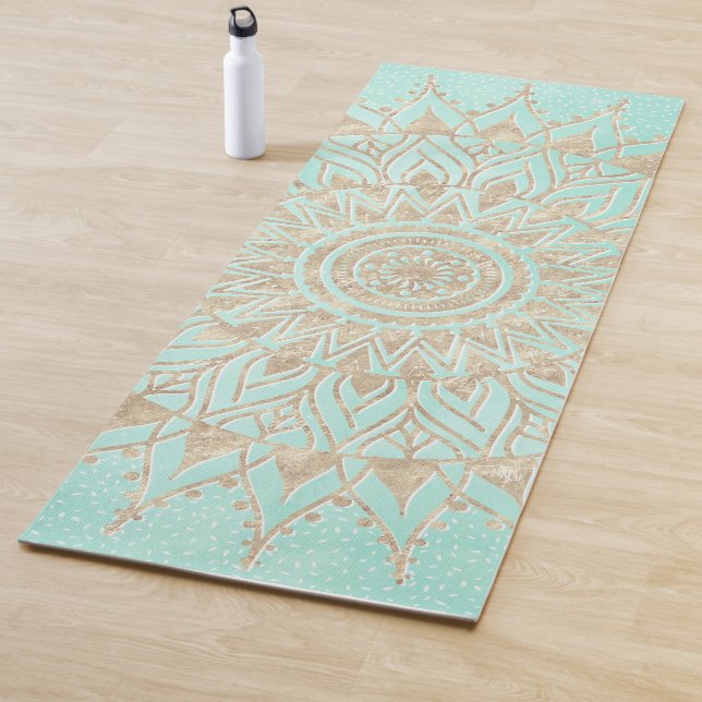 Tapete De Yoga Mint e gold mandala (In Situ)