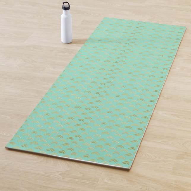 Tapete De Yoga Mint Green Yoga Mat com acentos Dourados - Na moda (In Situ)