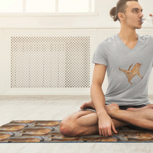 Tapete De Yoga Modelo de Foto Azulejado Família Pet Gato Cachorro