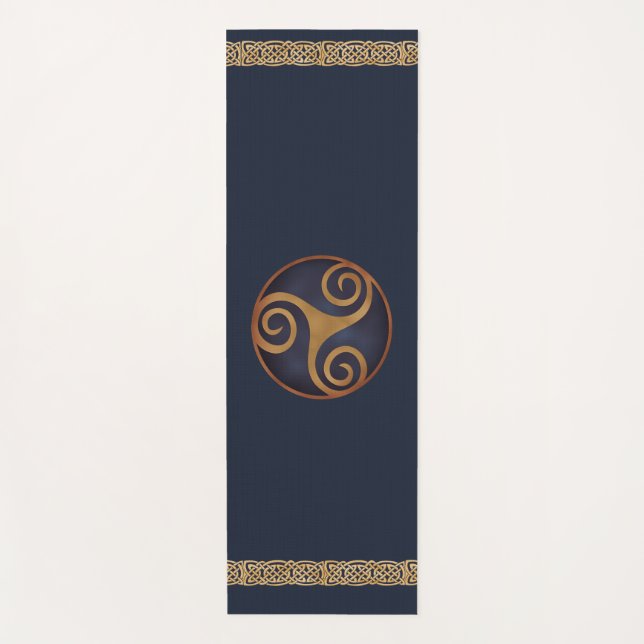 Tapete De Yoga Modelo Personalizado Céltico Triskelion (Azul) (Frente)