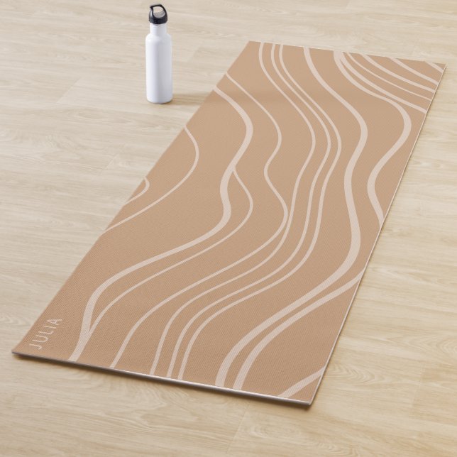 Tapete De Yoga Modern Camel Brown Wave Personalizou Yoga Mat (In Situ)