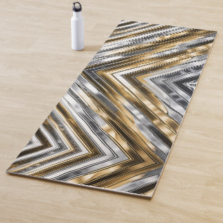 Tapete De Yoga Modern, cool, chic, silver and gold stripe pattern