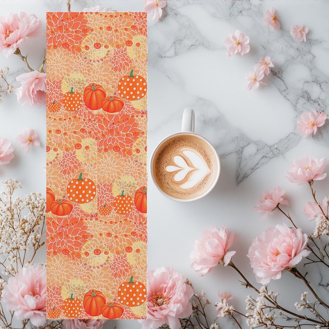 Tapete De Yoga Modern Fall Pumpkins Orange Floral.Meditação (Modern Fall Pumpkins Orange Floral Meditation Yoga Mat)