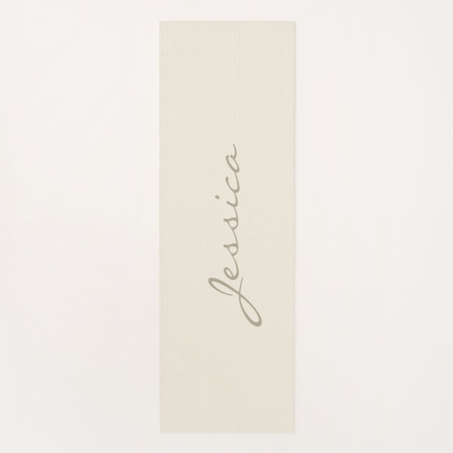Tapete De Yoga Modern Ivory Simple Minimalist Name (Frente)
