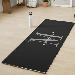 Tapete De Yoga Modern Monogram Minimal Black White