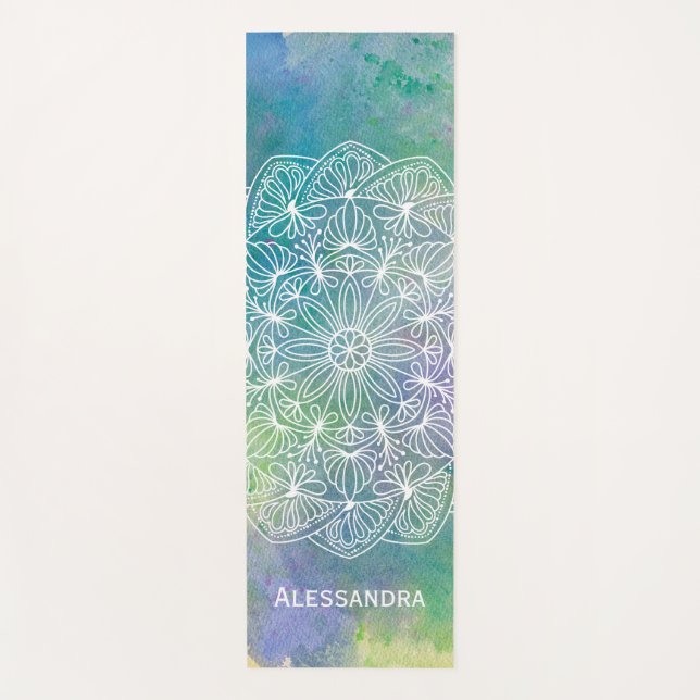 Tapete De Yoga Modern Watercolor Mandala Personalizada Yoga Mat (Frente)