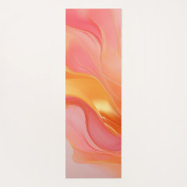 Tapete De Yoga Moderno Abstrato Laranja Rosa e Dourado-