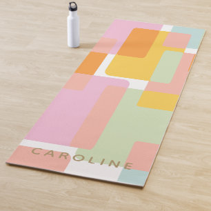 Tapete De Yoga Moderno Geométrico Pastel Personalizado de Meados