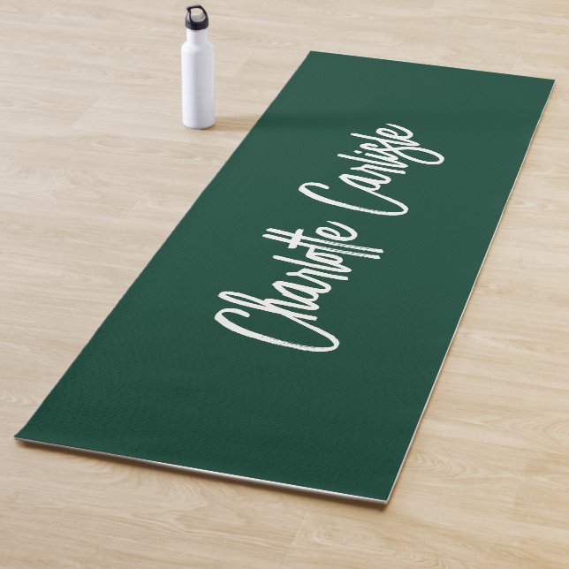 Tapete De Yoga Moderno Script Elegante à Mão Verde (In Situ)