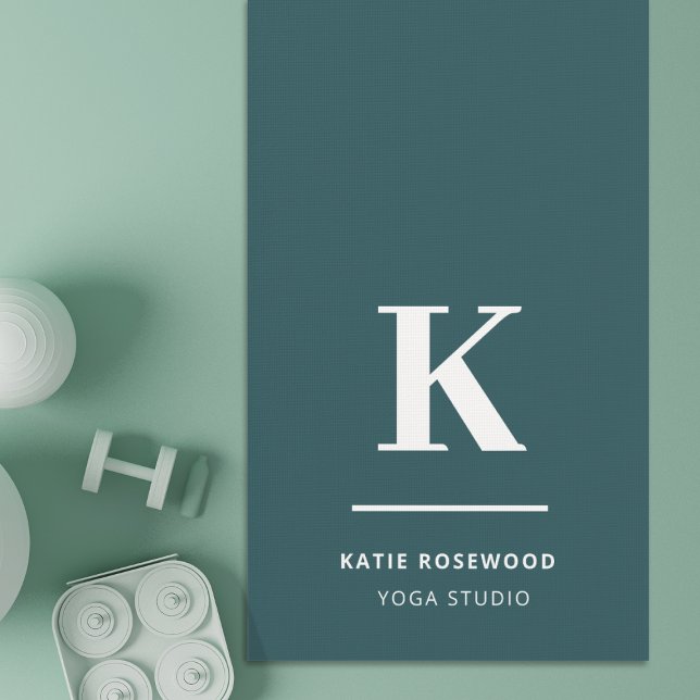 Tapete De Yoga Moderno Verde Mínimo Moderno Grande Inicial (Criador carregado)