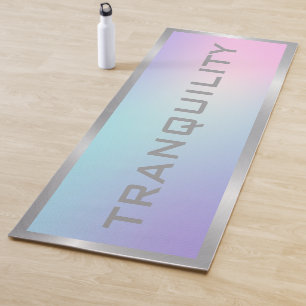 Tapete De Yoga Moldura prateada rosa e azul