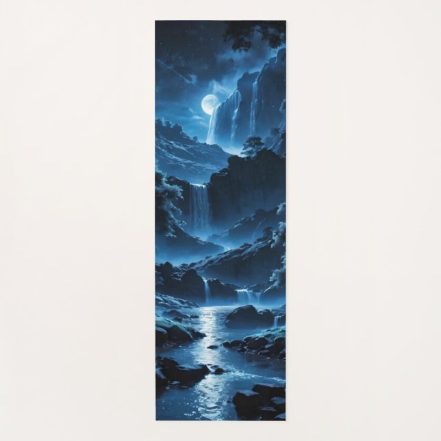 Tapete De Yoga Mondnacht am Wasserfall (Frente)