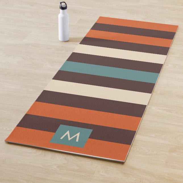 Tapete De Yoga Monogram Cool Colorful Retro Stripes  (In Situ)