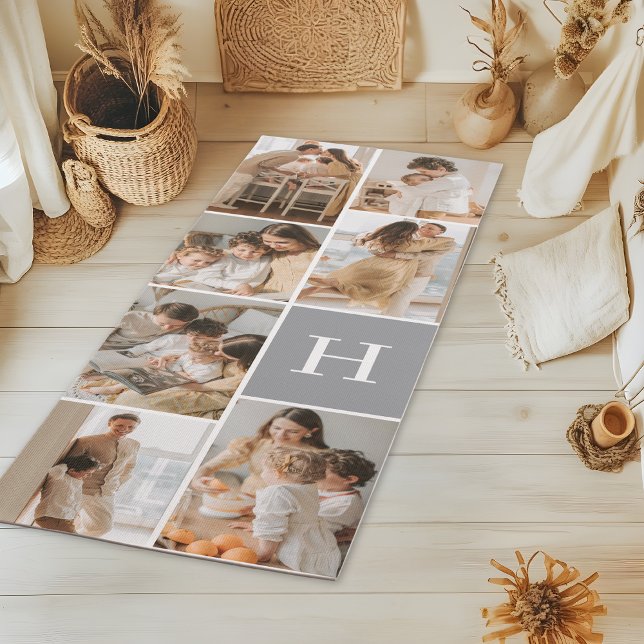 Tapete De Yoga Monogram Photo Collage Exercise (Criador carregado)