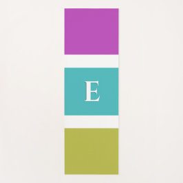 Tapete De Yoga Monograma Azul Verde Cor Bloco Cor de Faixa Modern