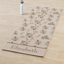 Monograma Boho Bege Marrom Floral Botânico Grama