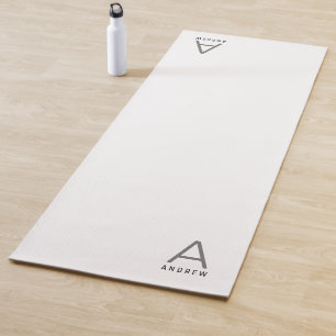 Tapete De Yoga Monograma Branco Personalizado Ioga Matriz Pequeno