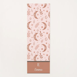Tapete De Yoga Monograma com padrão de lua boho terroso